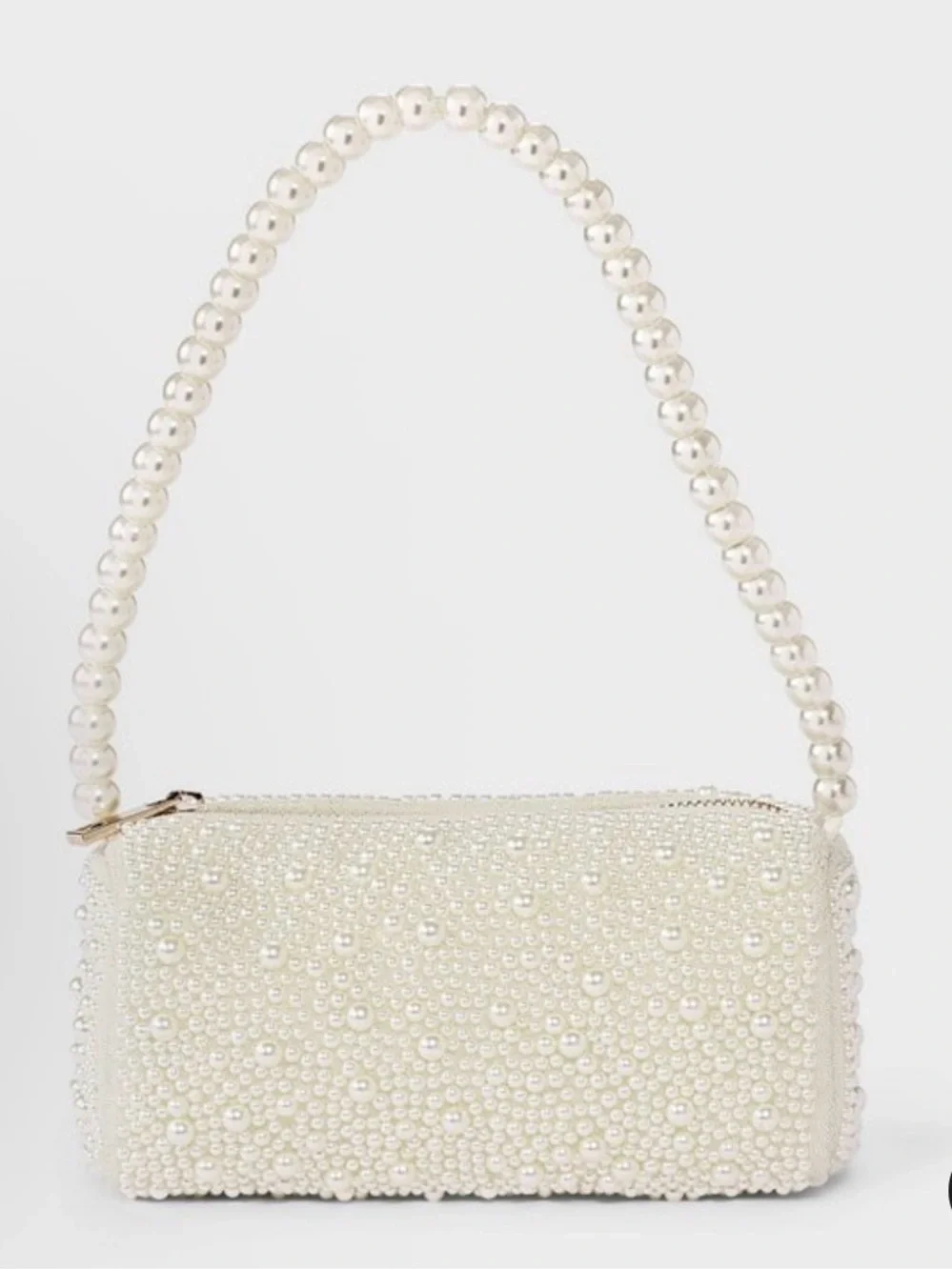 NWT a new day Pearl-Embellished Ivory Beaded Shoulder Clutch